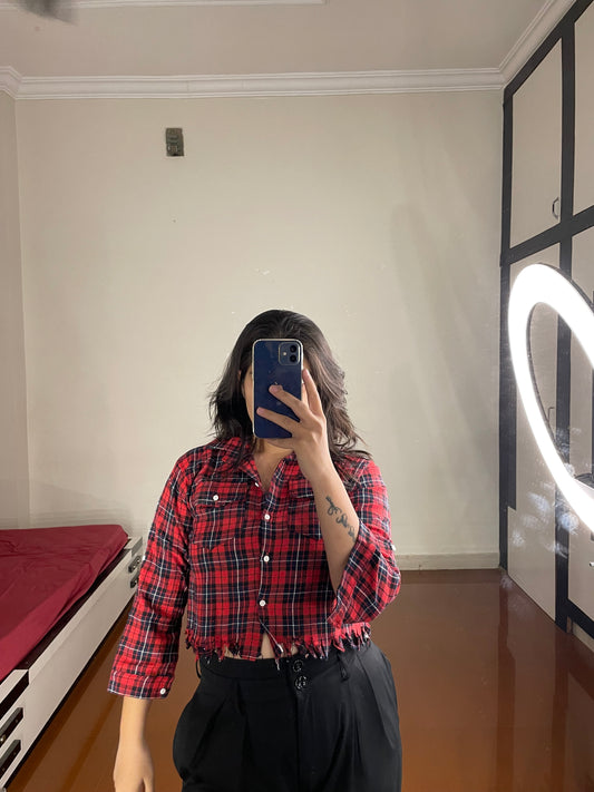 Checks crop shirt