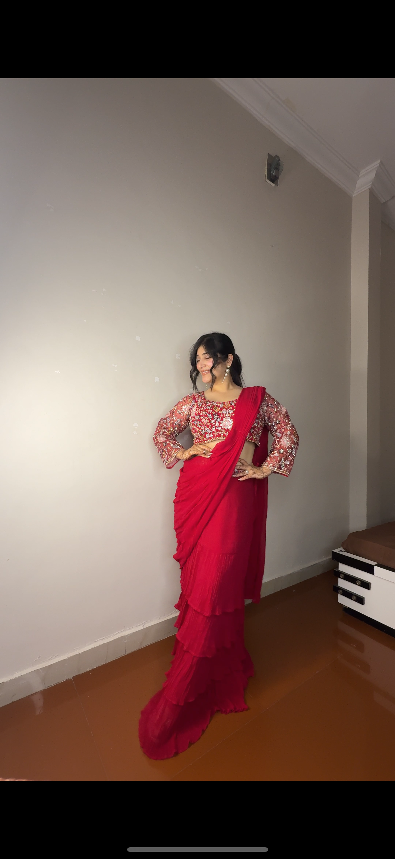 Predrape flower saree