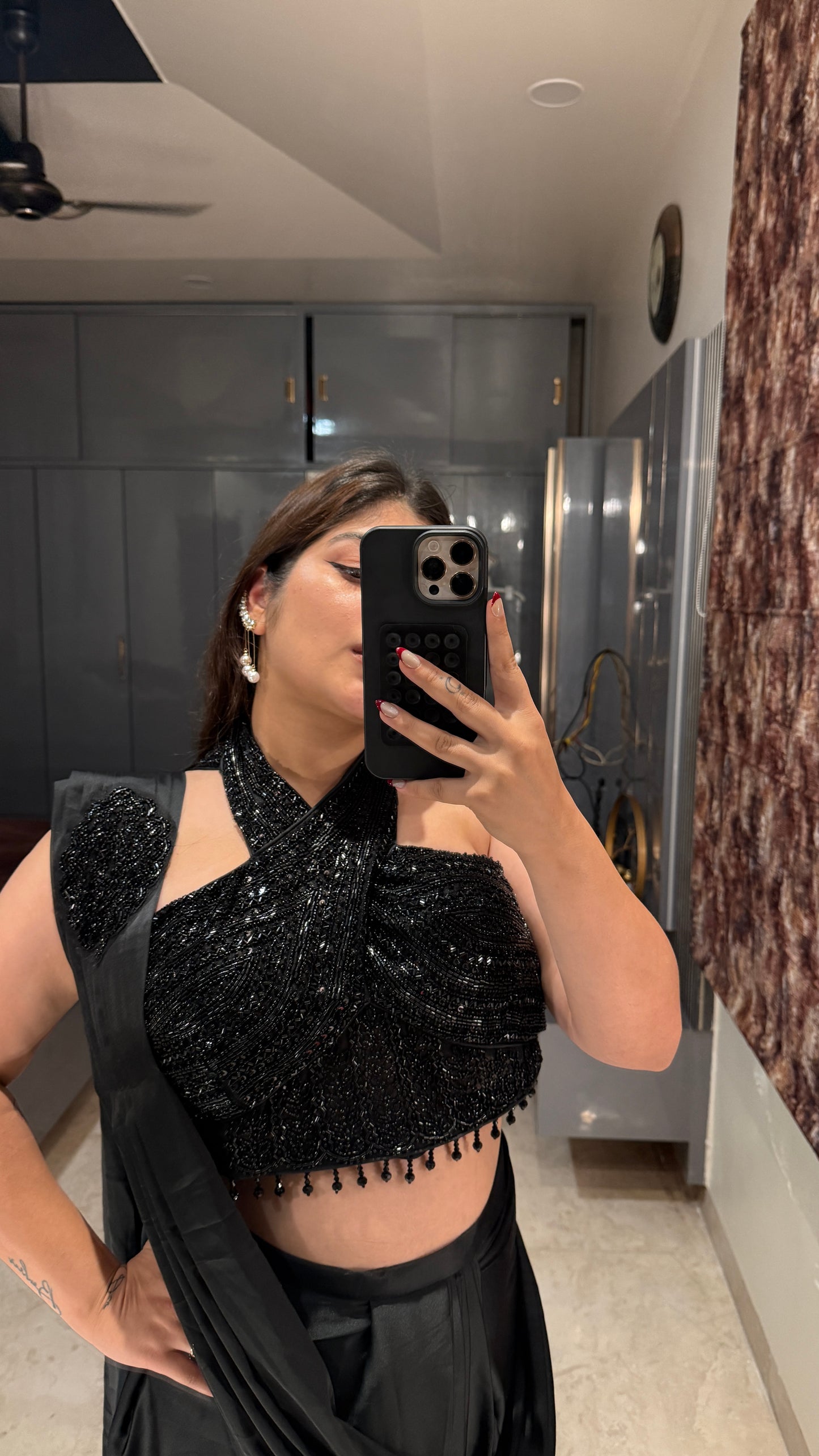 Halter neck saree