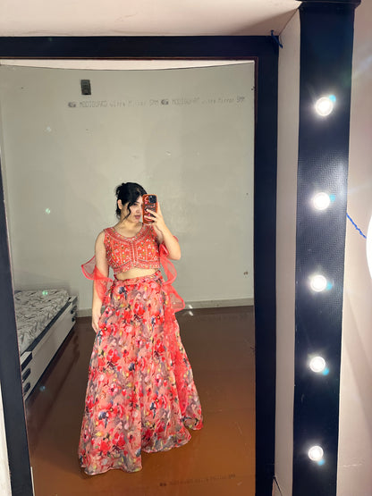 Organza lehenga