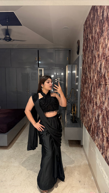 Halter neck saree