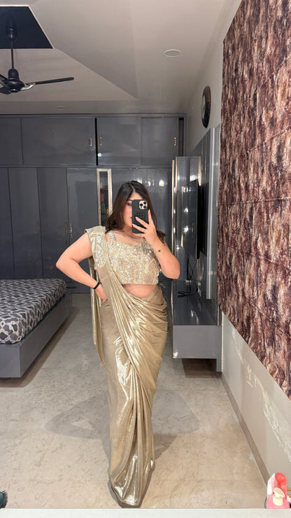 Metallic saree Light golden