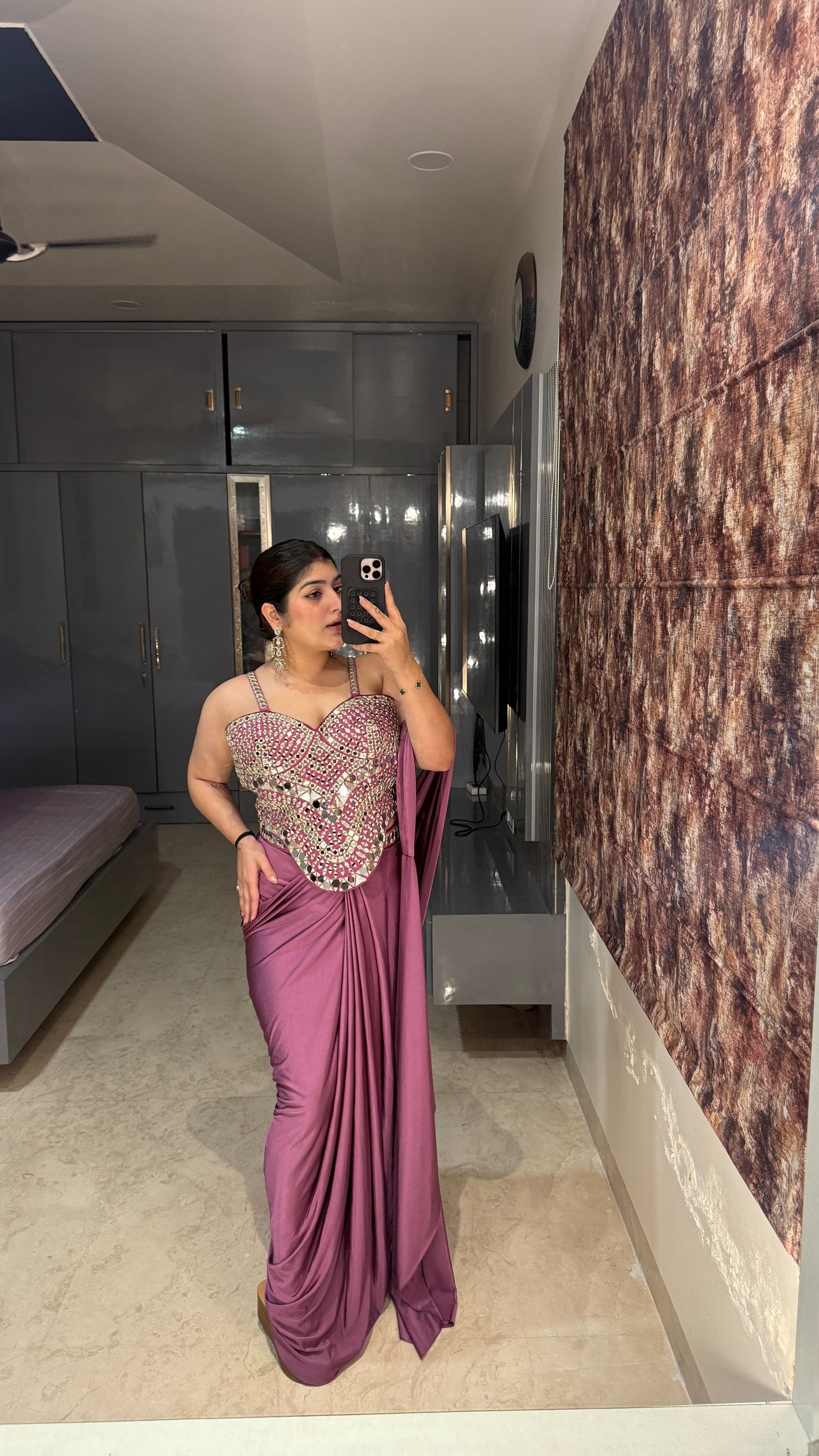 Mirror work saree