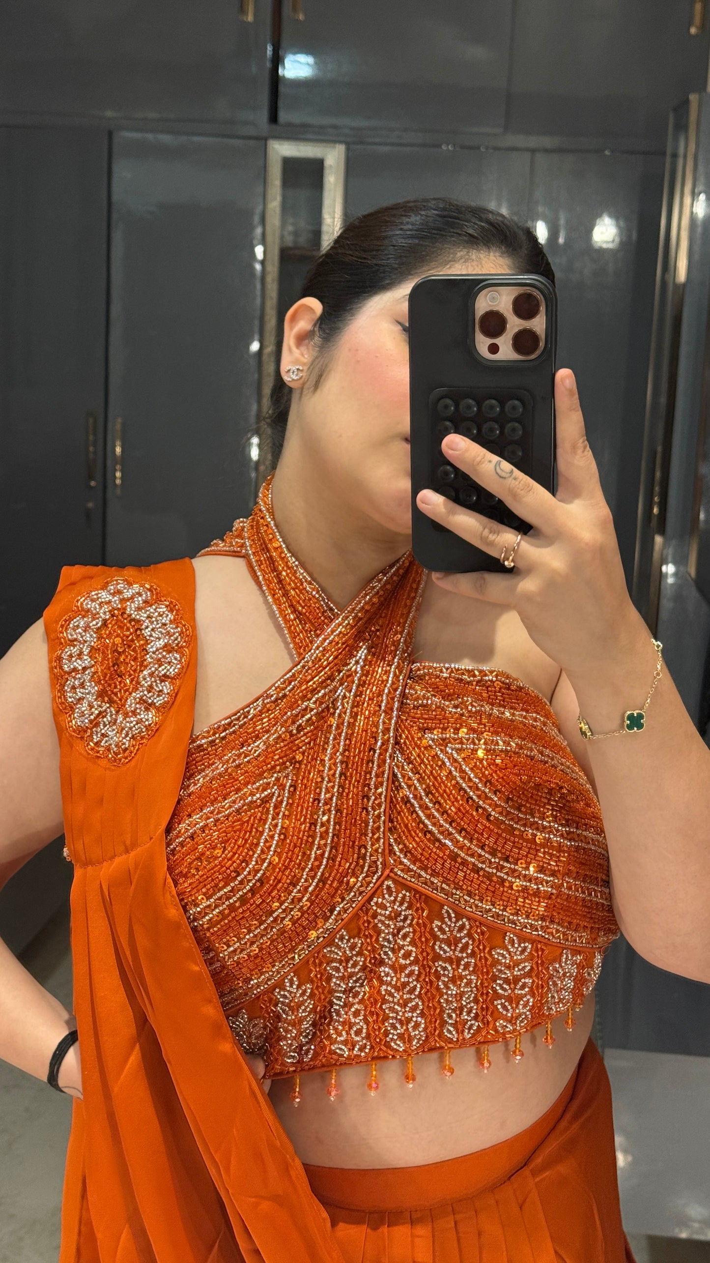 Halter neck saree