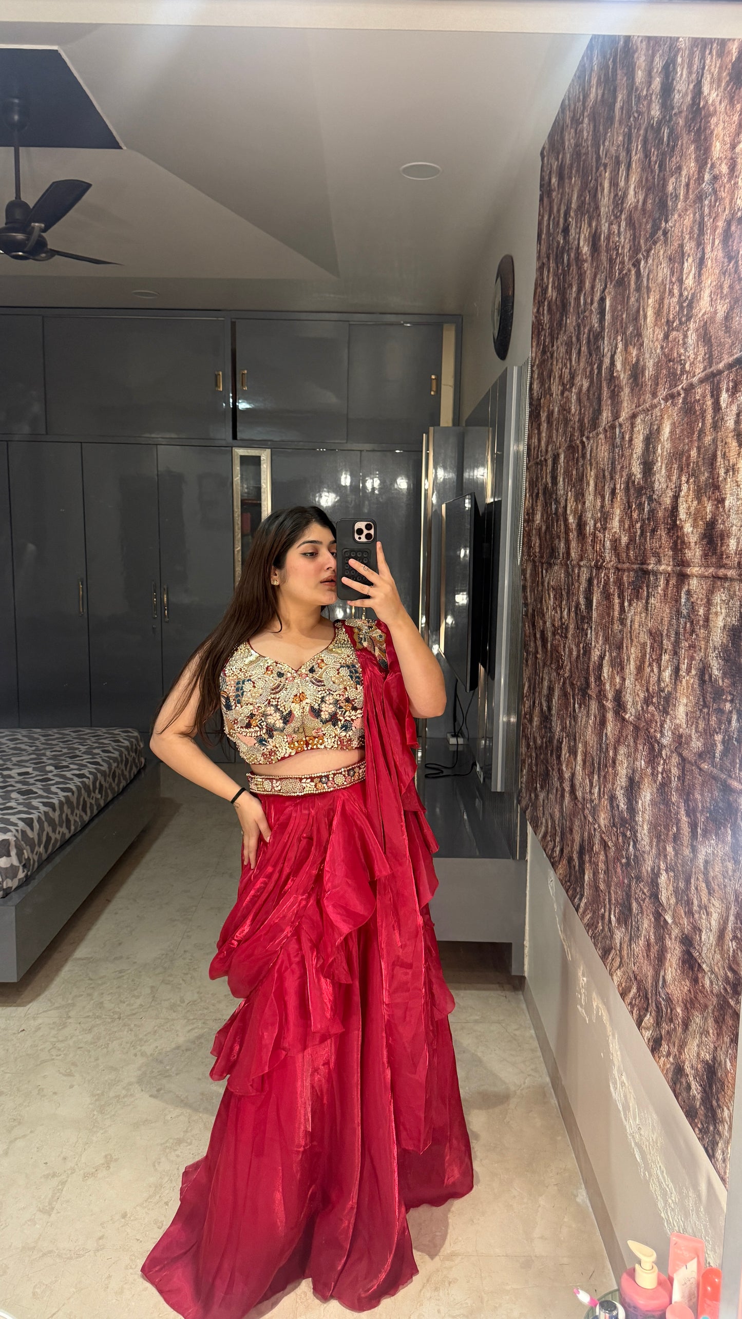 Ruffle saree