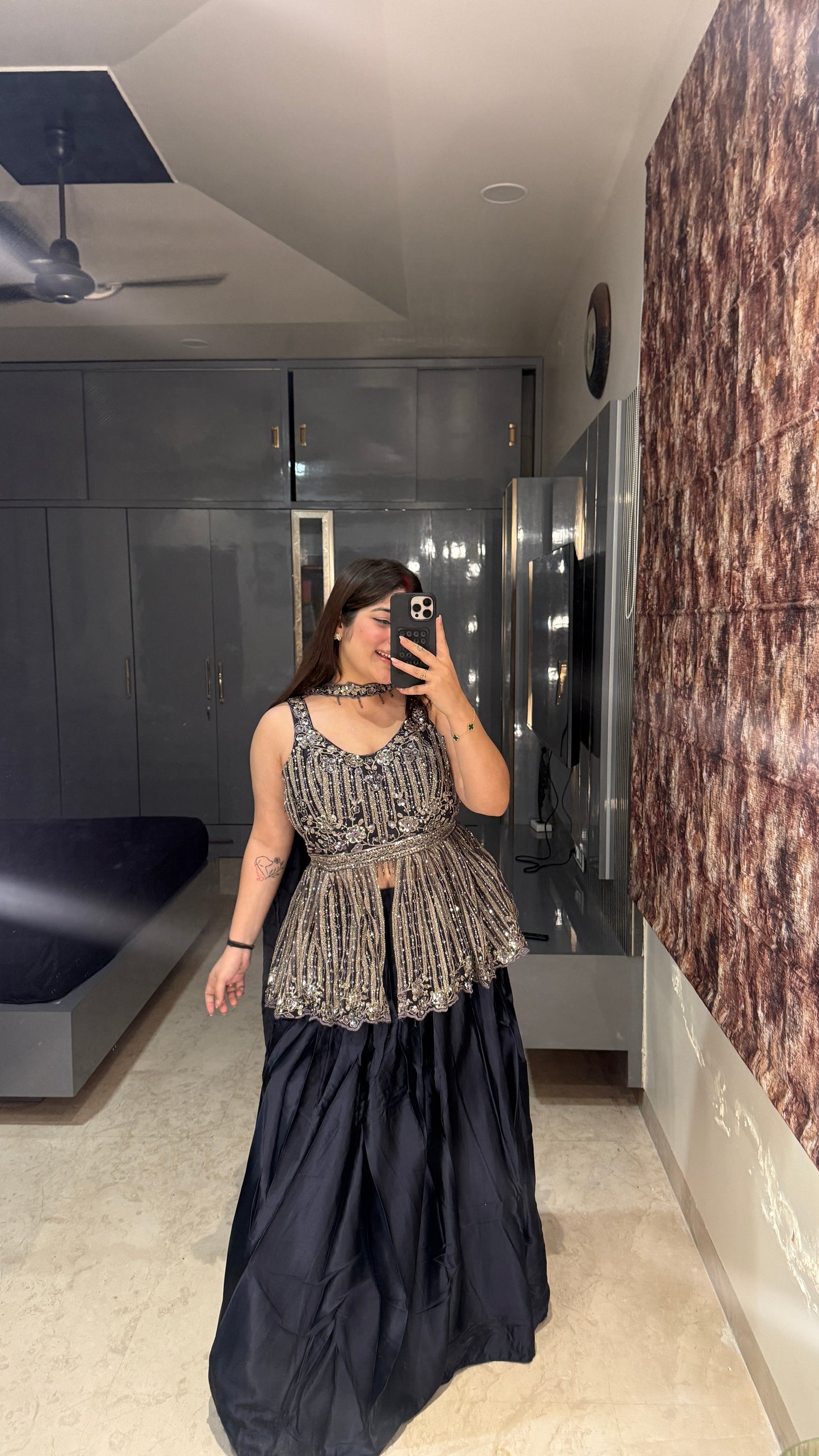 Grey peplum set