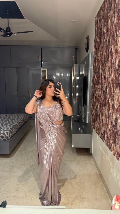 Purple Metallic saree