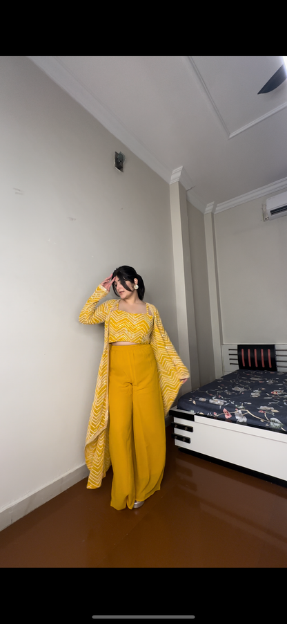 Fully embroidered long shrug set