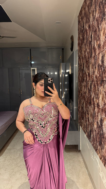 Mirror work saree