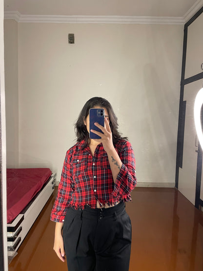 Checks crop shirt