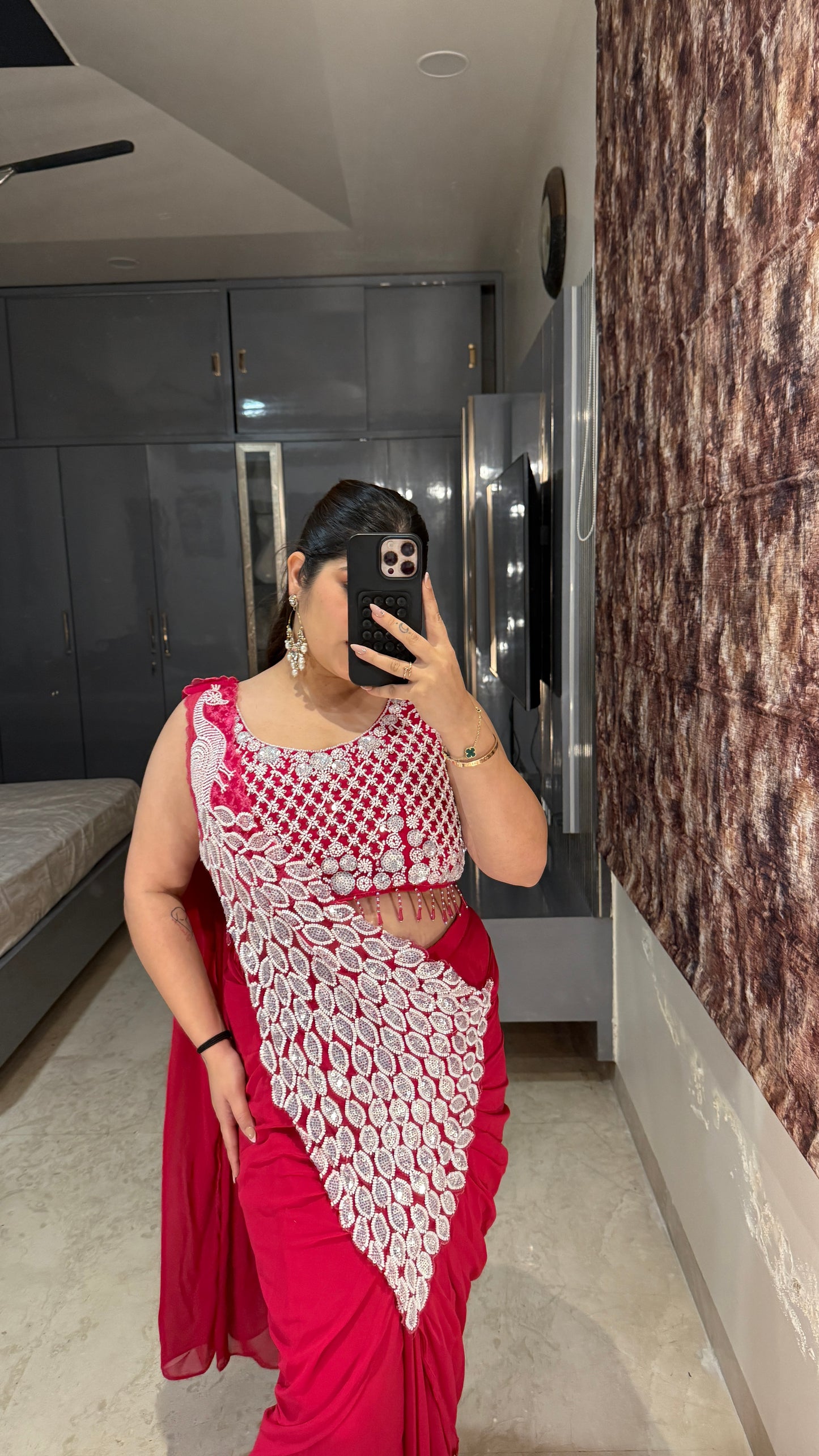 Heavy pallu saree( rani pink)