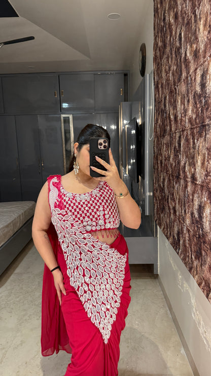 Heavy pallu saree( rani pink)