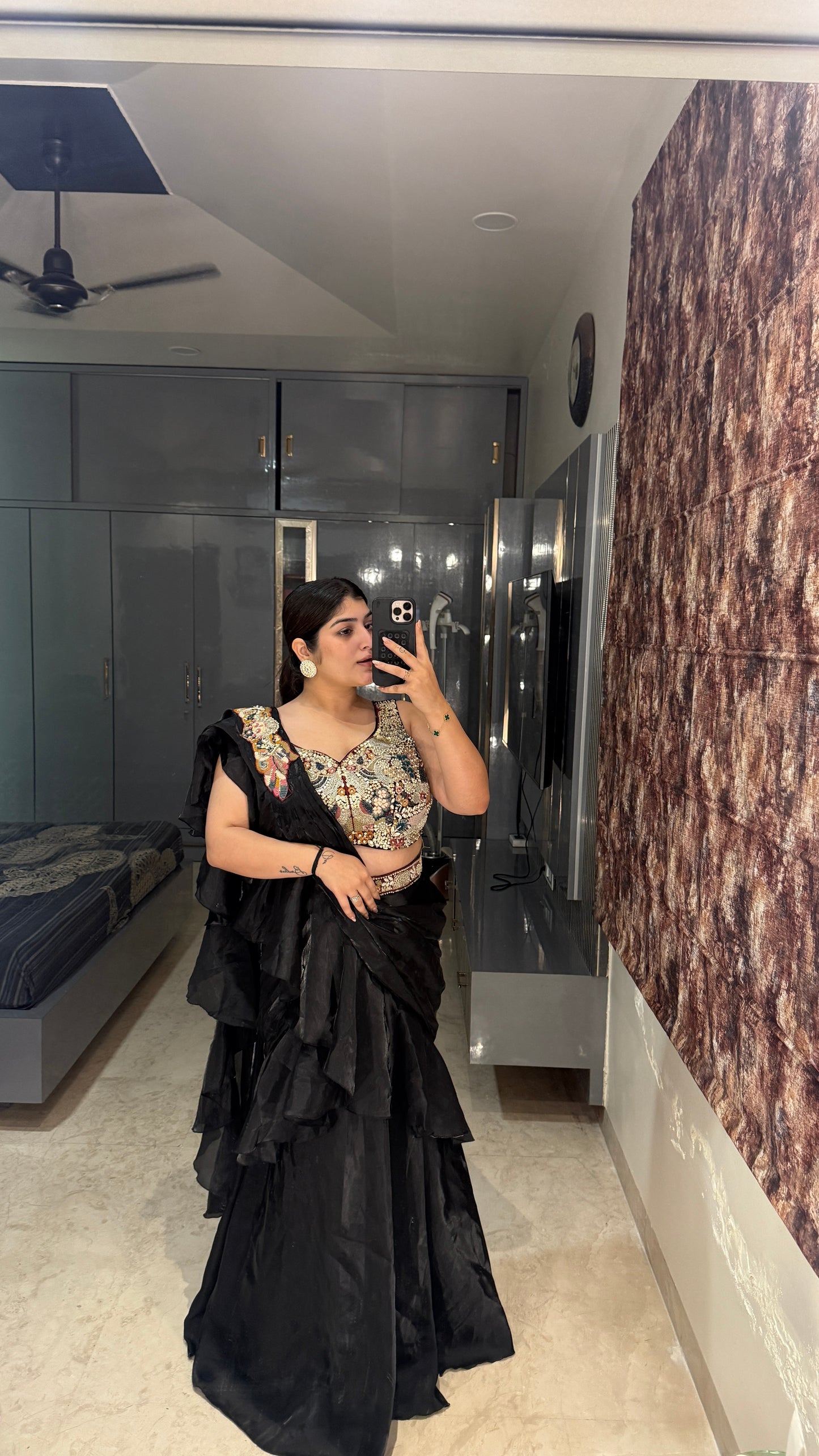 Ruffle saree