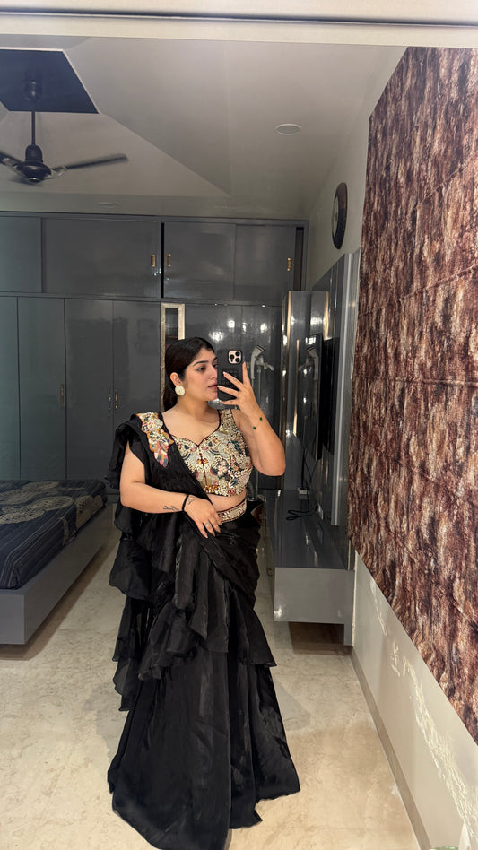 Ruffle saree