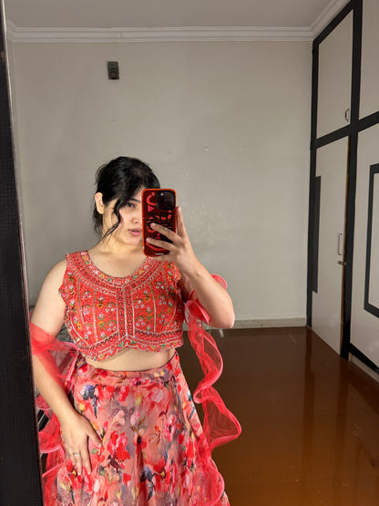 Organza lehenga