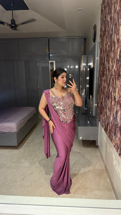 Mirror work saree