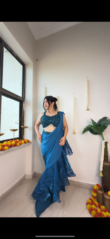 Ruffles saree