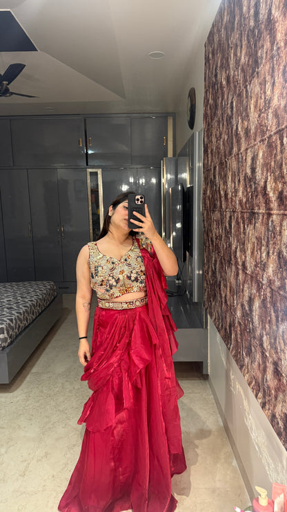 Ruffle saree