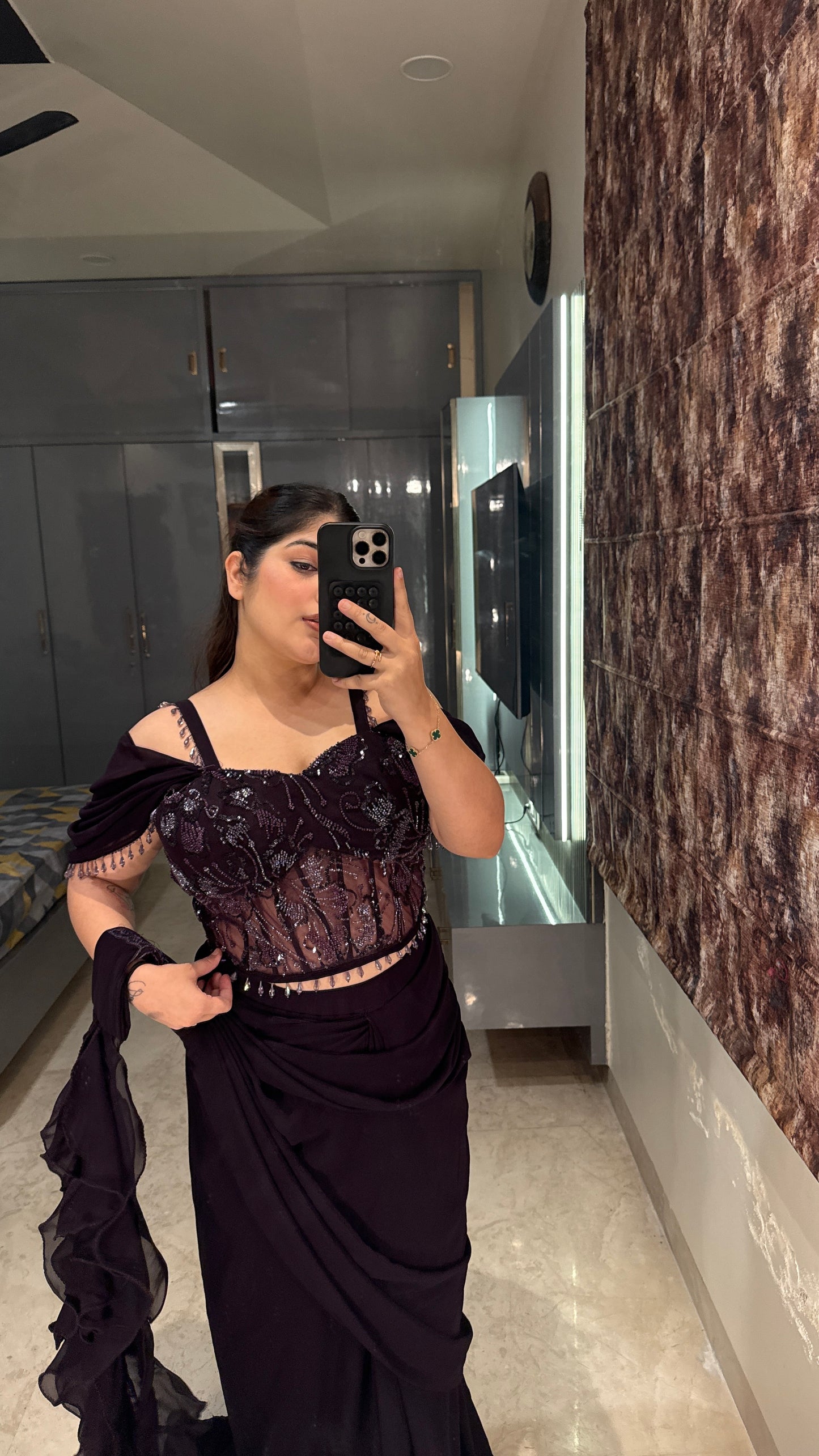 Sparkly saree(wine)
