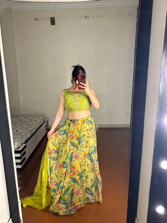 Organza lehenga
