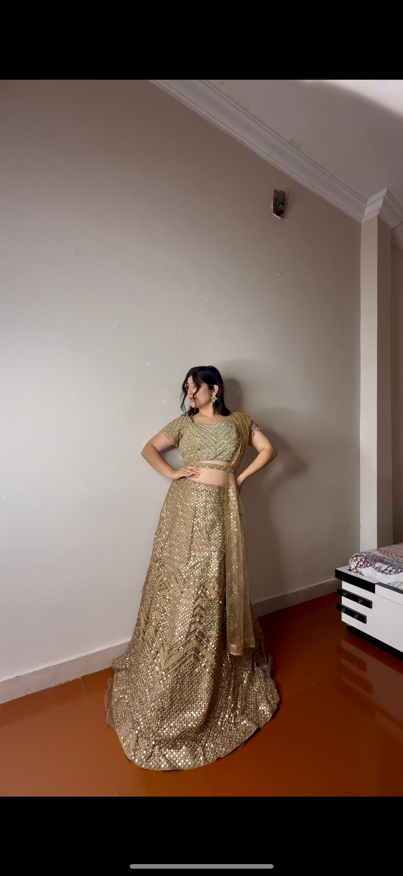 Rust gold Lehenga
