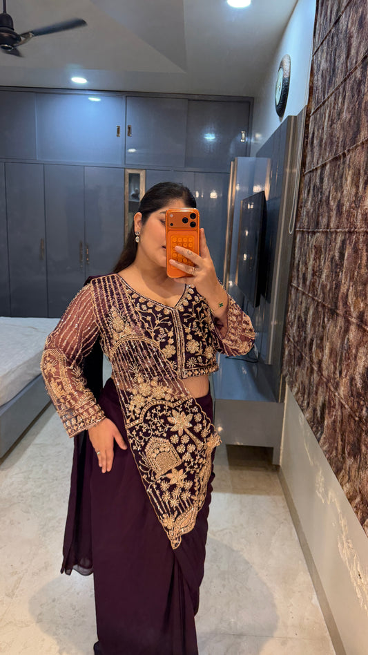 Tropical saree(purple)