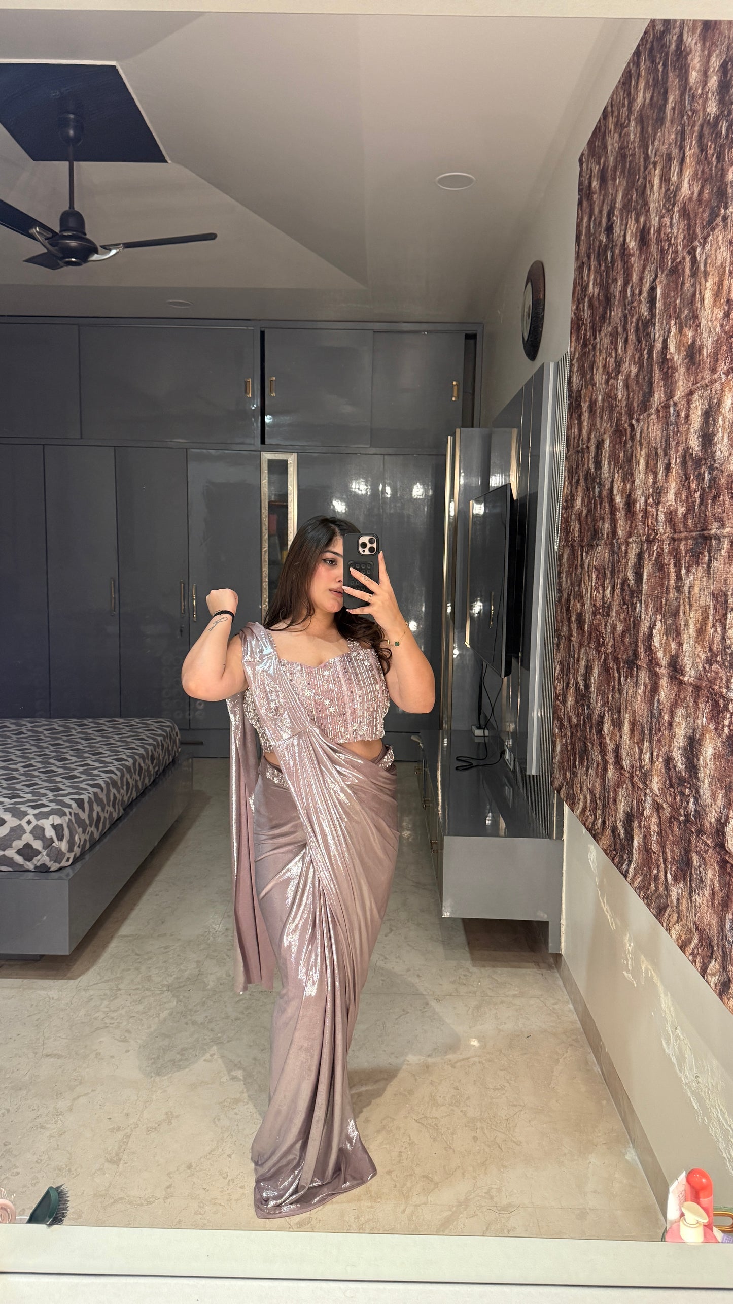 Purple Metallic saree