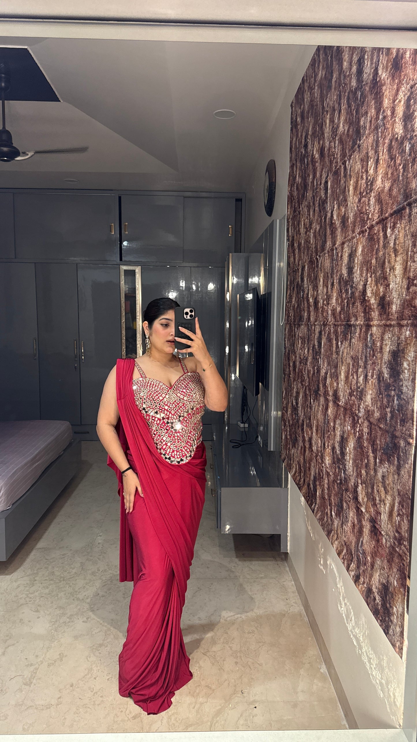 Mirror work saree