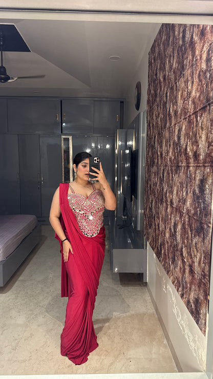 Mirror work saree
