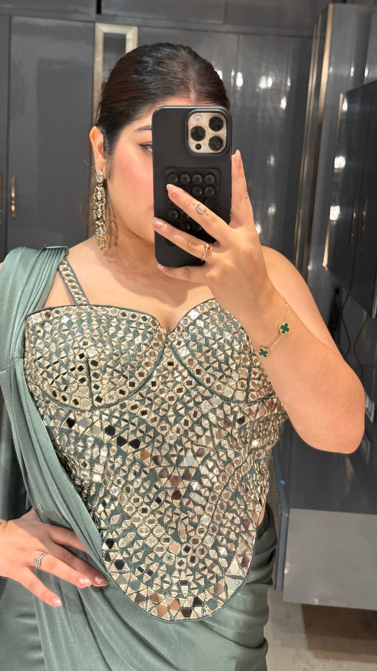 Mirror work saree