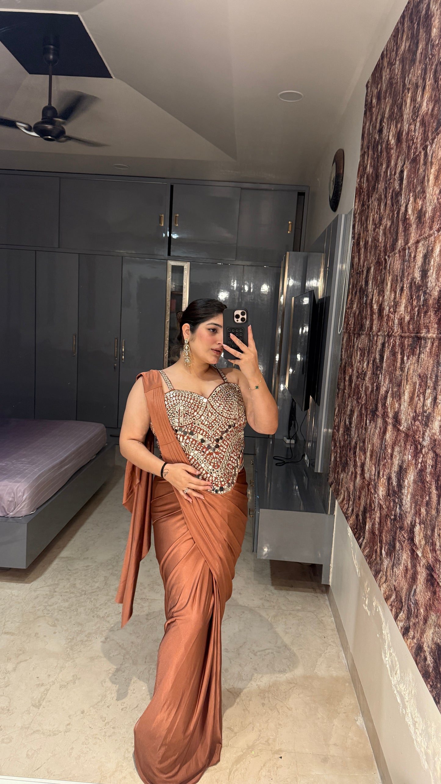 Mirror work saree
