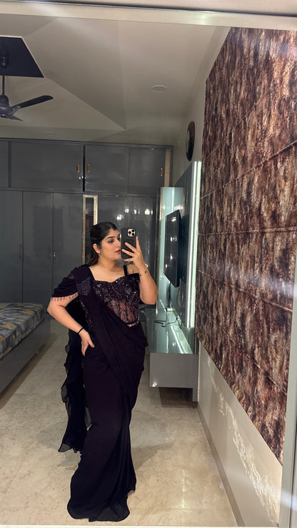 Sparkly saree(wine)