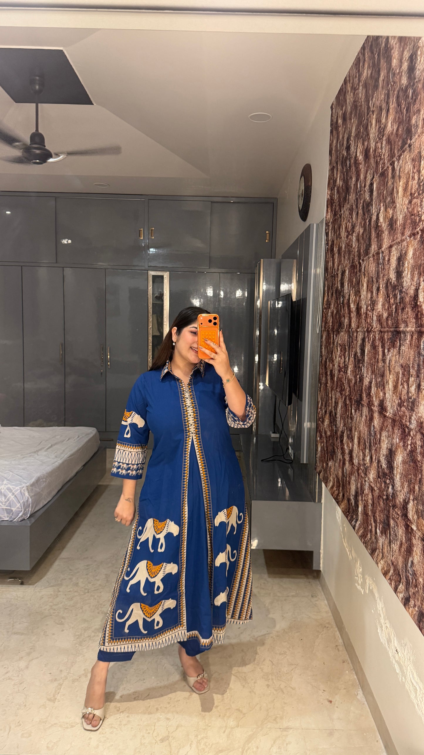 Camel kurta set
