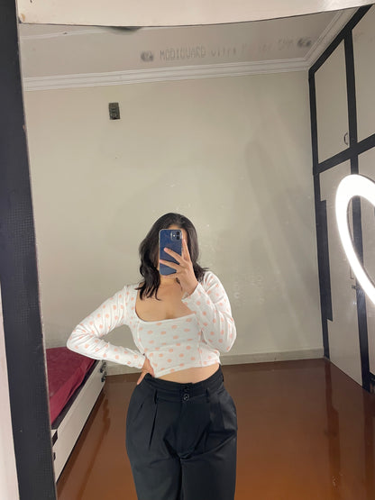 Floral crop top deep neck