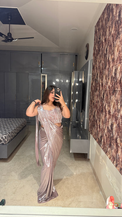 Purple Metallic saree