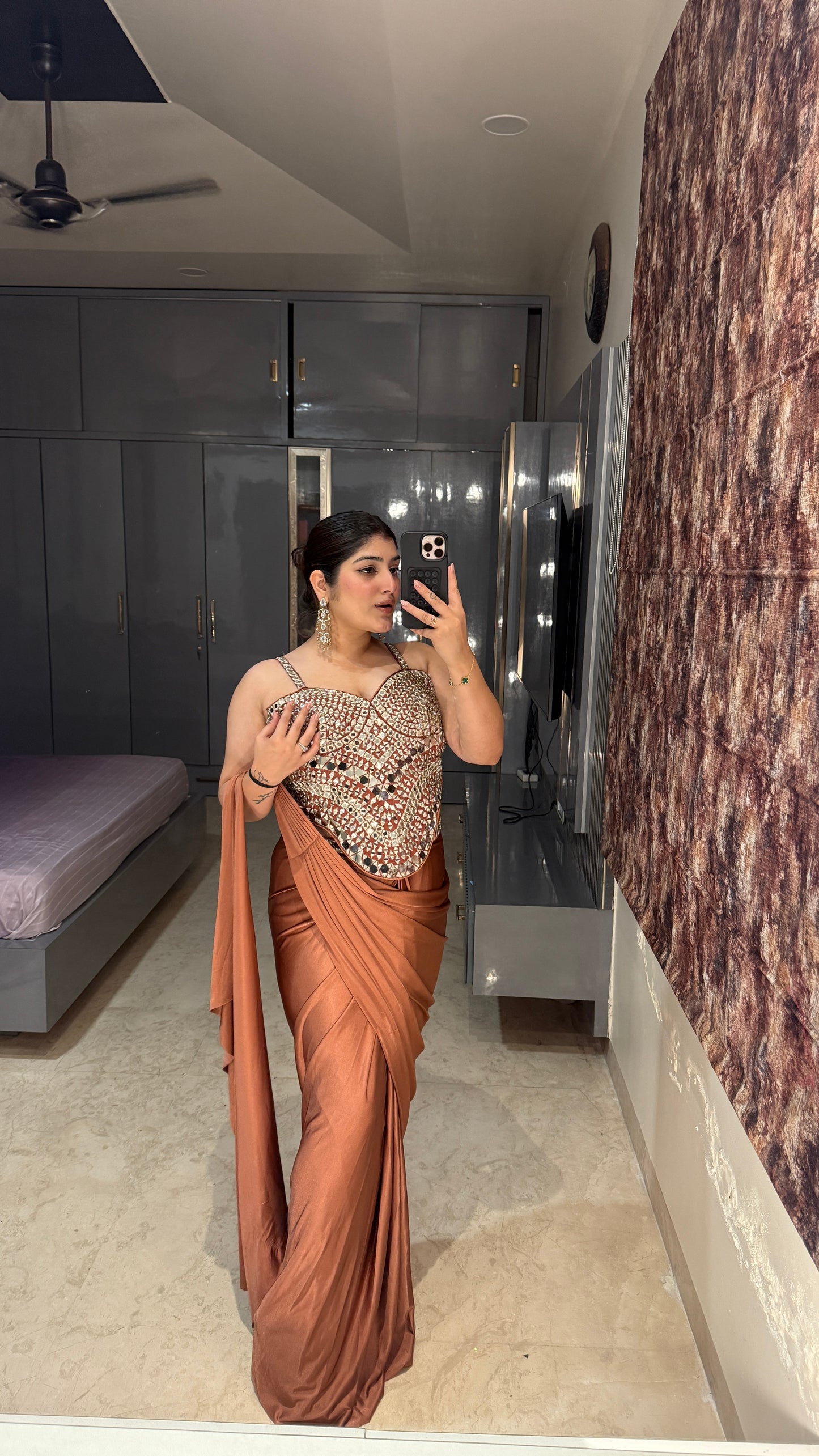 Mirror work saree