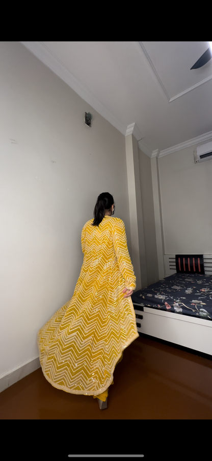 Fully embroidered long shrug set