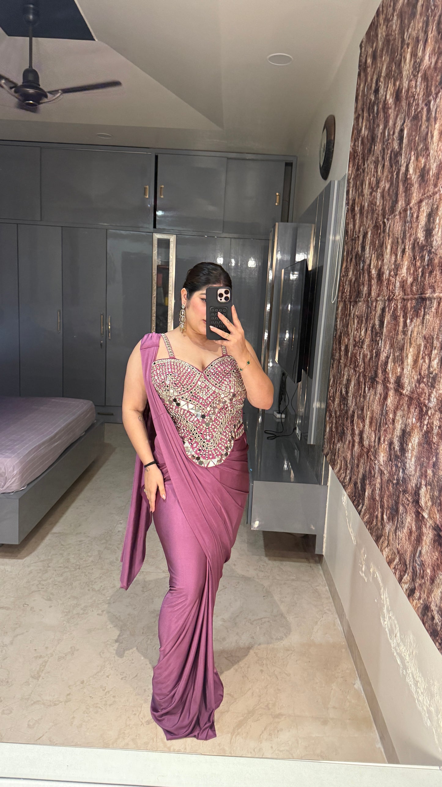 Mirror work saree