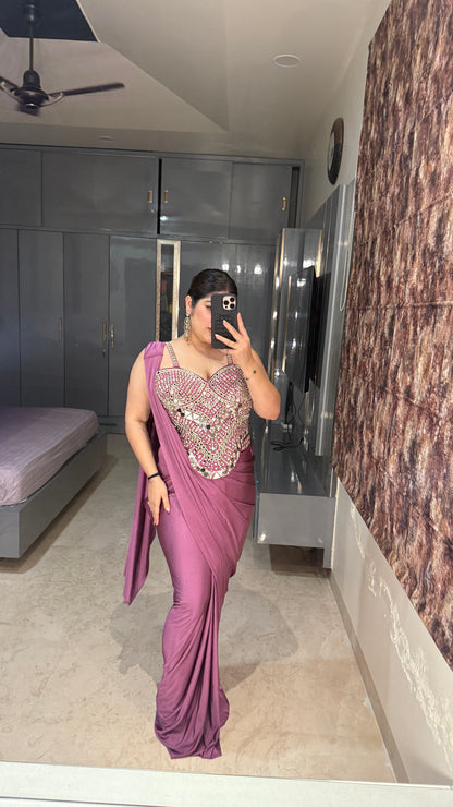 Mirror work saree