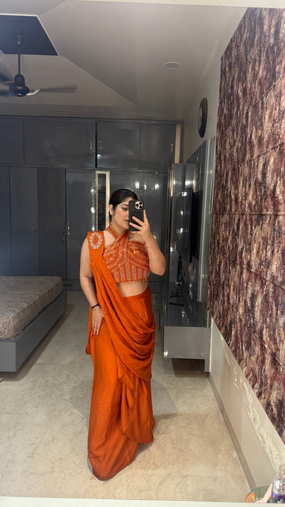 Halter neck saree
