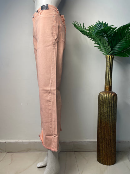 Peach bell bottom denim