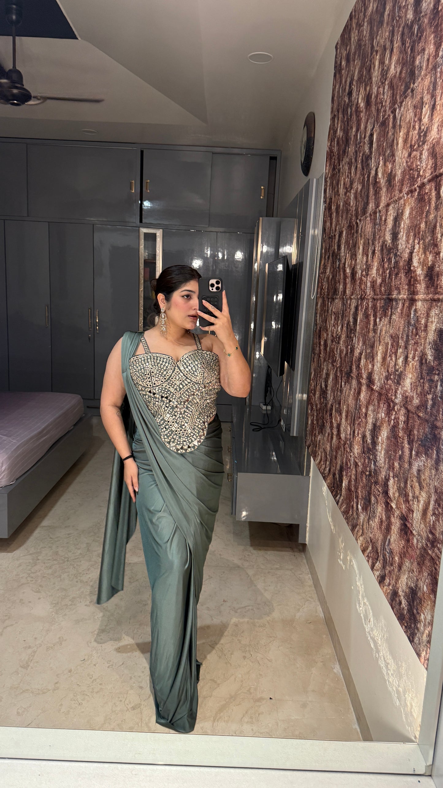 Mirror work saree