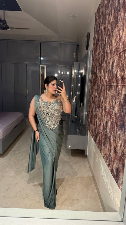 Mirror work saree