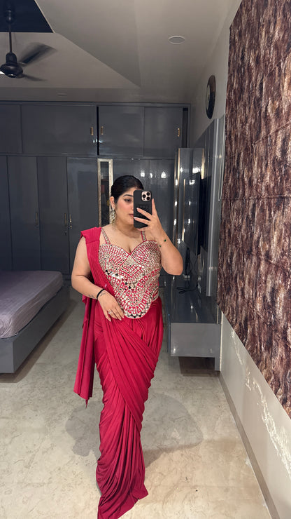 Mirror work saree