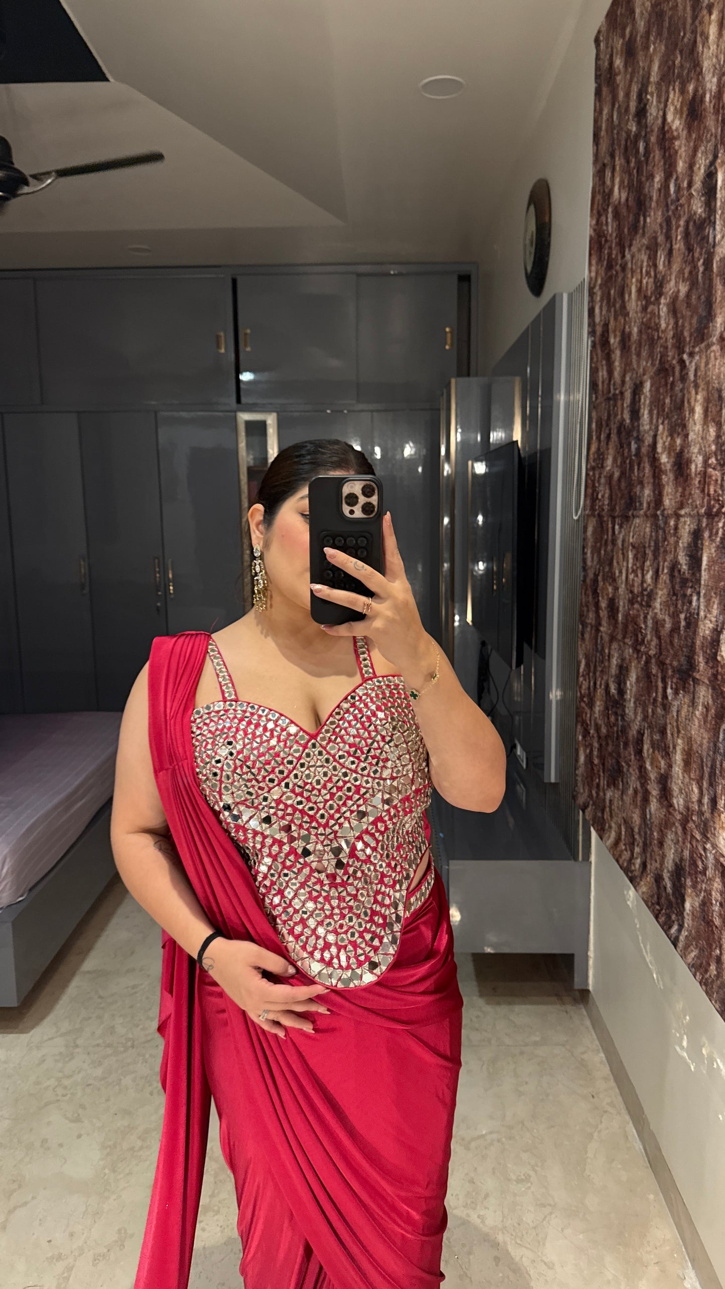 Mirror work saree