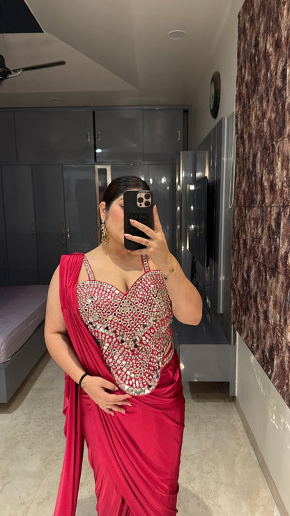 Mirror work saree