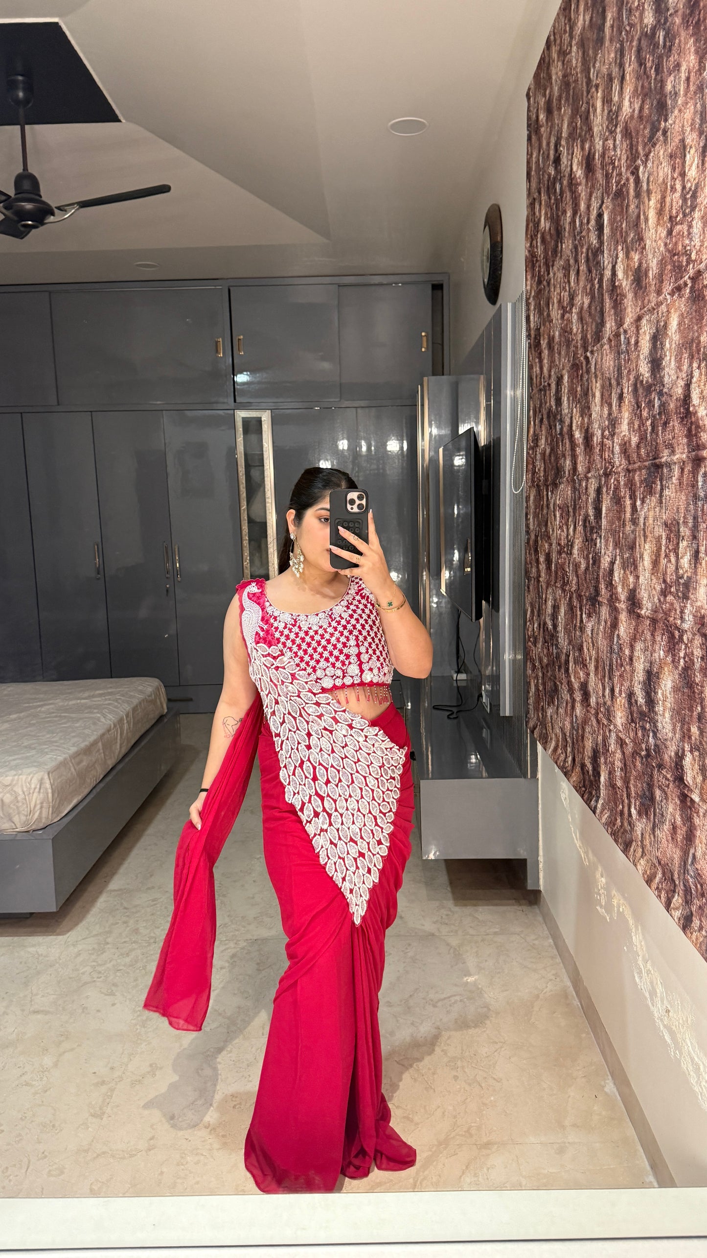 Heavy pallu saree( rani pink)