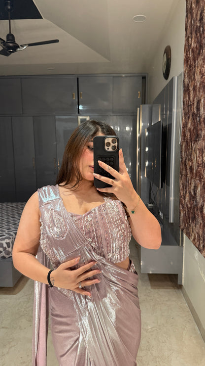 Purple Metallic saree