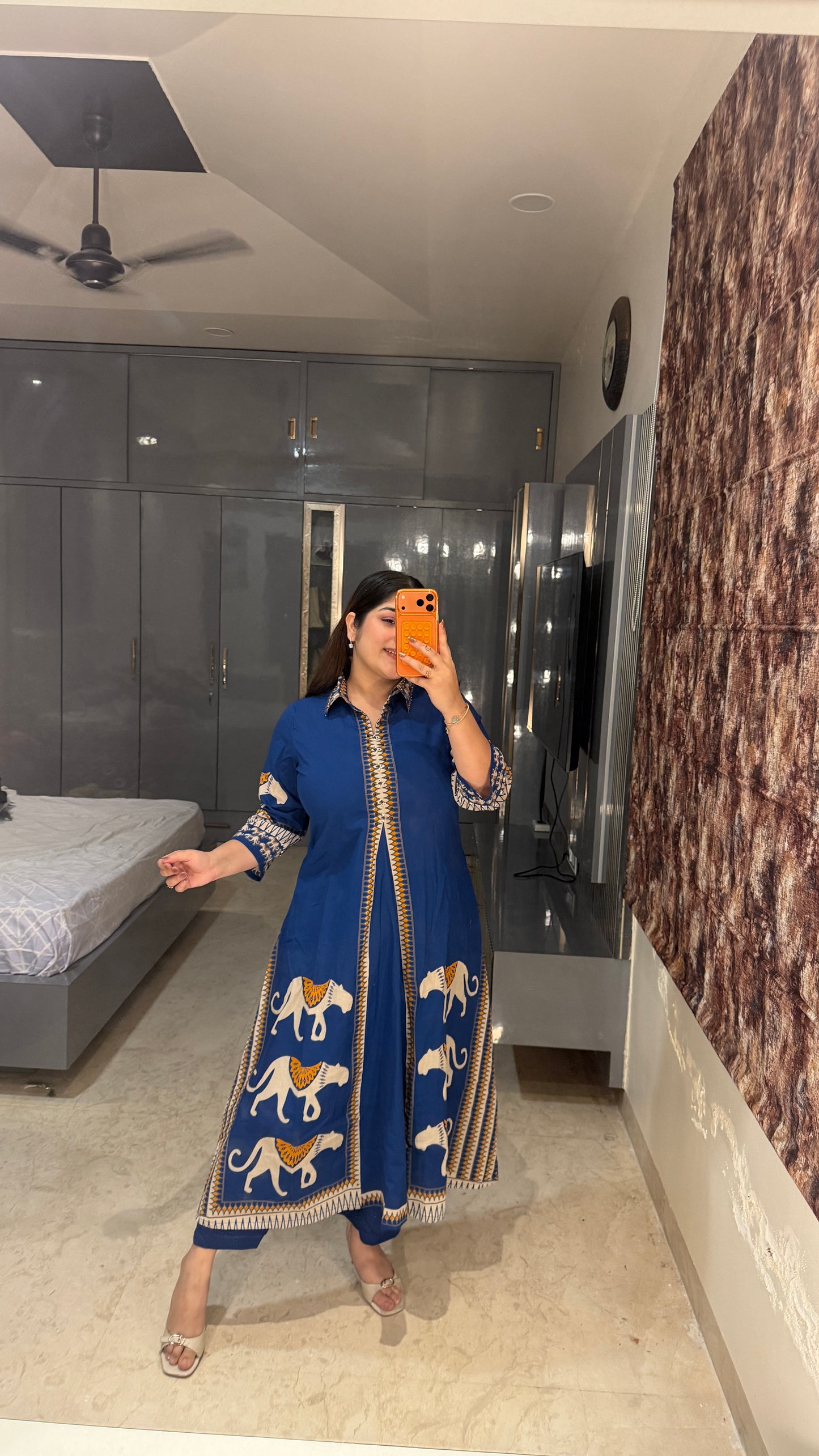 Camel kurta set