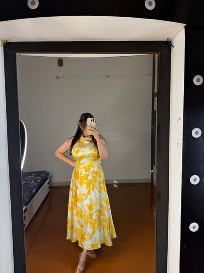 Halter neck satin dress